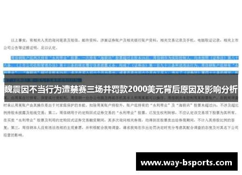 魏震因不当行为遭禁赛三场并罚款2000美元背后原因及影响分析